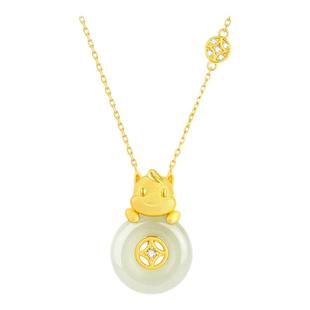 周大生生肖马项链S925银镶和田玉本命年锁骨链送女朋友生日礼物