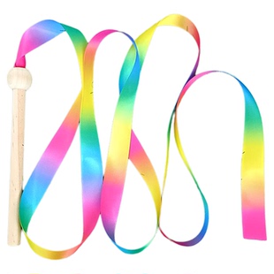舞蹈彩带艺术体操儿童彩色幼儿园表演出道具跳舞飘带棒七彩圆珠棍
