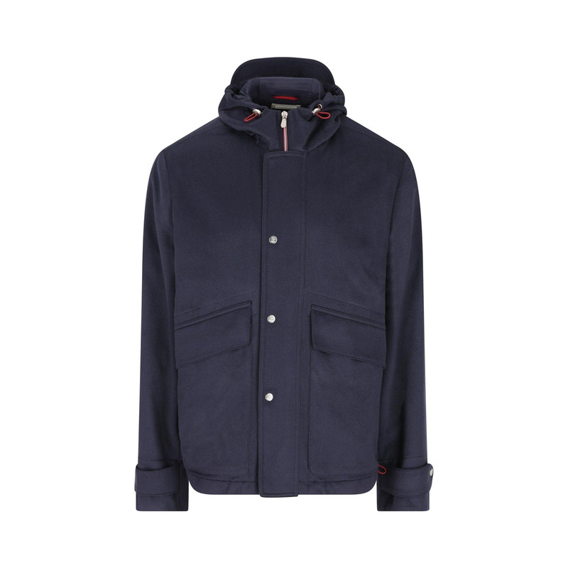 Brunello Cucinelli 男士蓝色bc羊绒夹克连帽 2026早春意大利代购