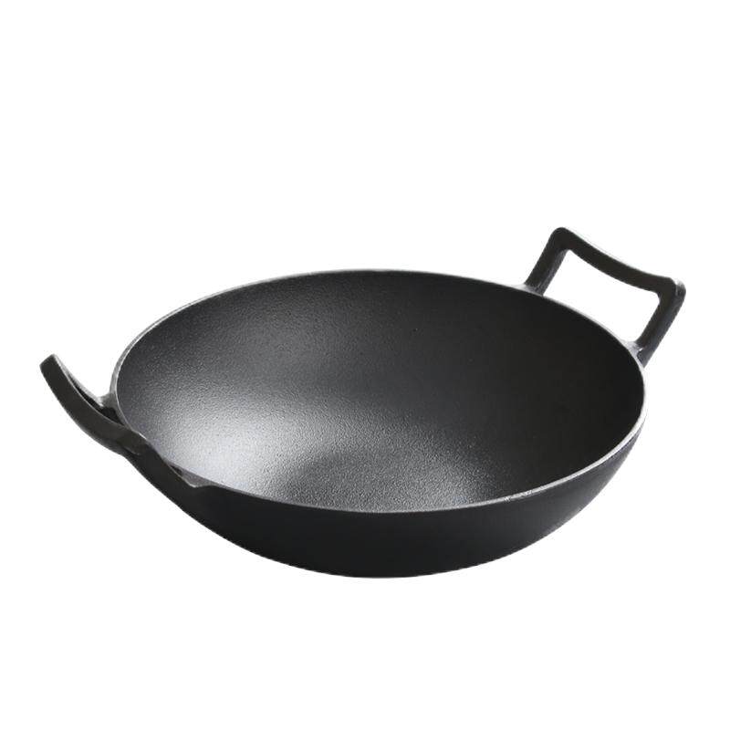 通用加厚不粘双耳3236铸铁炒锅