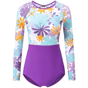AXESEA冲浪服女速干防晒长袖泳衣性感沙滩温泉游泳连体潜水水母衣