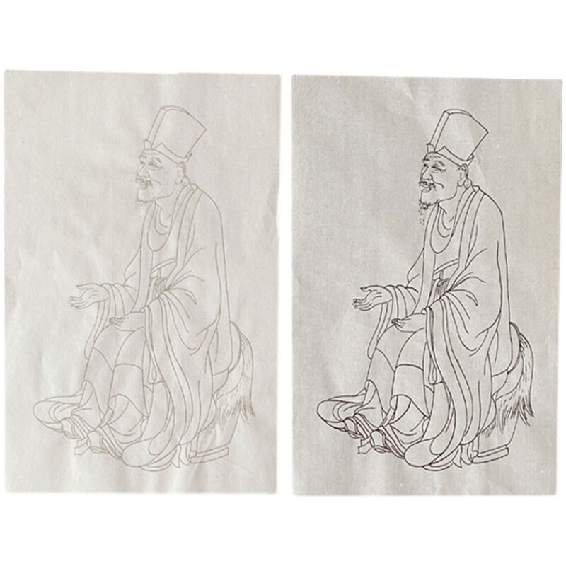 工笔画白描底稿古代人物线描画谱中国画入门临摹毛笔勾线稿熟宣纸