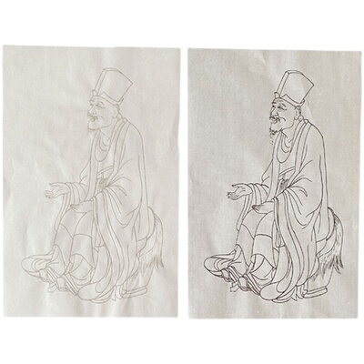 熟宣纸白描底稿人物入门勾线