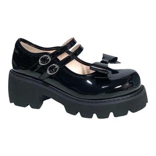 珍妮日记 粗跟厚底漆皮玛丽珍鞋学院风增高小皮鞋日系JK制服鞋女