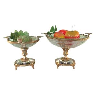 纯铜新水晶果盘客厅餐厅会客室欧式美式法式样板间软装工艺品摆件