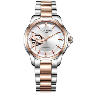 天王霏系列女士手表正品钢带手表女时尚蜻蜓镂空自动机械表51031