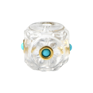 天然白水晶镶嵌绿松方糖diy手工编织手绳配件项链文玩佛珠饰品