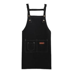 新款棉布围裙女可爱家用厨房防水防油双层时尚做饭工作服定制围腰