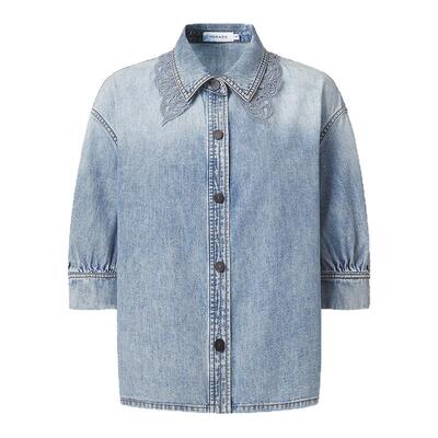 VGRASS意大利进口牛仔中袖衬衫