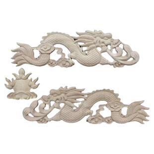 实木双龙木花二龙戏珠龙凤呈祥贴花仿古装饰门花片木雕 立龙贴花