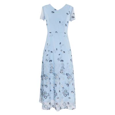 重工网纱绣花连衣裙优雅气质高端