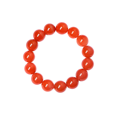 天然川料南红玛瑙樱桃红圆珠款单圈手链 女款南红手串饰品礼物