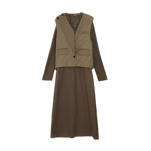 套装两件套洋气时尚时髦气质2025秋冬新款棉马甲连衣裙搭配一整套