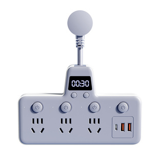 插座带数显时钟带短线插排转换器多孔扩展一转多插线板一转三插头