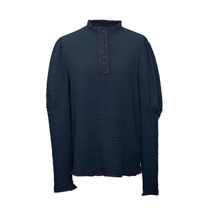 D-HARRY/迪哈利2025春秋新款复古百搭藏青色长袖单衣DH251R97651D