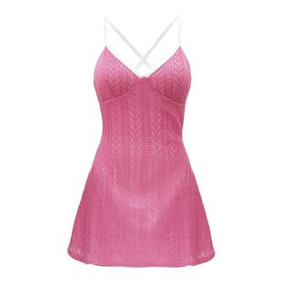 atlanticbeach2025新款吊带连体裙式泳衣女夏针织外套两件套泳装