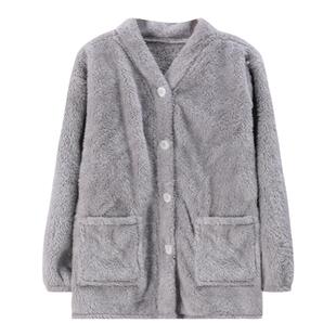 珊瑚绒睡衣女上衣单件秋冬季加绒加厚保暖大码200斤长袖家居服