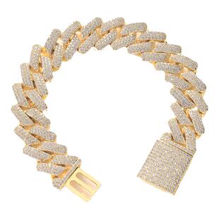 ICE BLING 20MM菱形古巴链手链 满钻男士嘻哈饰品ice cuban chain