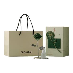 【新年礼物】呈白绿玫瑰非遗白瓷花香薰礼盒家居扩香摆件高端礼品