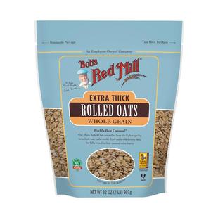 鲍勃红磨坊特厚燕麦片全谷物进口纯燕麦片0蔗糖高纤营养早餐代餐