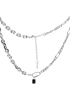 RECYCLE黑色方形宝石项链