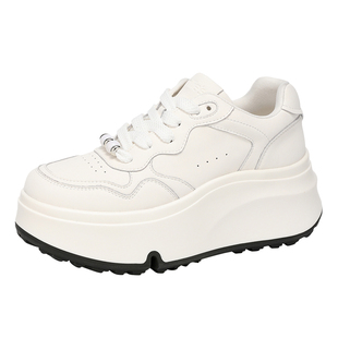 MILLIE'S/妙丽小白鞋女增高小个子真皮百搭2026春款复古休闲板鞋