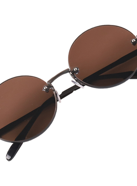 天然水晶石头眼镜圆形打孔茶色款