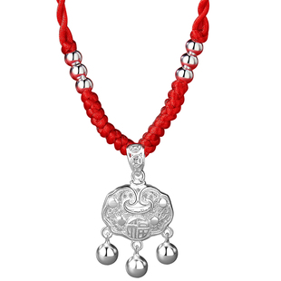 儿童项链女童男孩平安锁纯银999银锁婴儿长命锁宝宝满月生日礼物