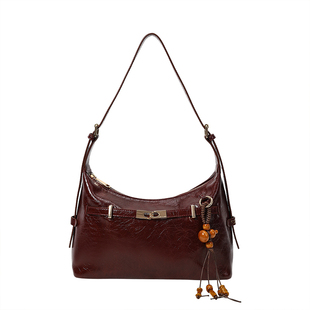 南风Chio2nd 镜红湖泊托特包包女2026新款凯莉风油蜡皮单肩斜挎包