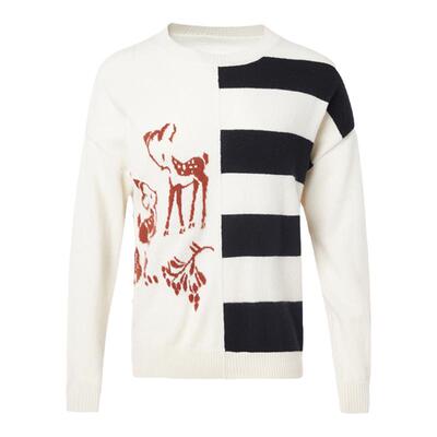 羊绒衫KingDeer/鹿王提花圆领