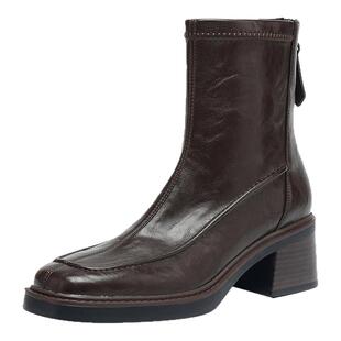 达芙妮厚底高跟短靴女2026新款秋冬复古英伦风短筒马丁靴瘦瘦靴子