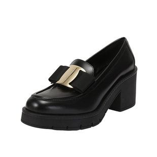 【自营】FERRAGAMO/菲拉格慕女士厚底粗高跟乐福鞋皮鞋 0777360