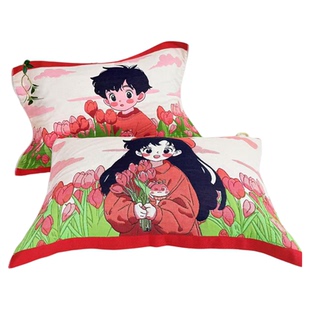 八层纯棉纱布枕巾一对四季通用亲肤柔软卡通成人家用加大枕头盖巾