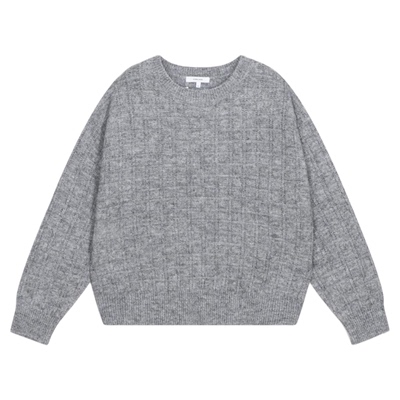 GLOBAL WORK 毛衣女2025冬季新款质感面料宽松格纹编织衫581175