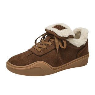 MILLIE'S/妙丽复古加绒毛毛板鞋女秋冬系带休闲鞋防滑雨鞋短靴Z