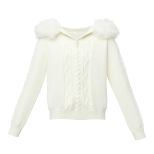 【现货】FGHT易碎商店·高克重6羊毛可拆卸毛领绞花毛衣针织上衣