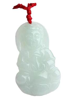 天然翡翠A货小男孩玉观音吊坠