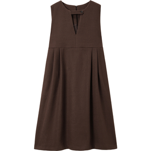 无谓2025秋季女装新款打底裙背心裙毛呢无袖连身裙气质裙子连衣裙