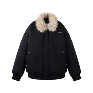 BJHG不计后果毛领羽绒服男款冬季90绒美式复古面包服防寒厚外套女