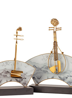 新中式轻奢乐器摆件高档装饰品