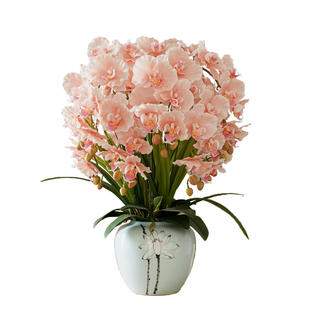 手感蝴蝶兰仿真花桌子摆花床头柜摆件装饰品卧室高品质假花带花瓶