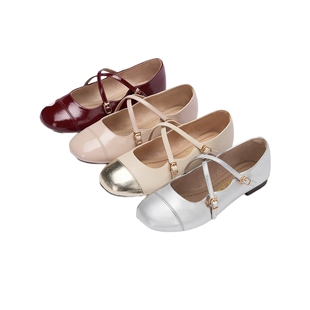 热风浅口单鞋女款2025年春秋新款通勤纯色平底鞋法式小皮鞋配裙子