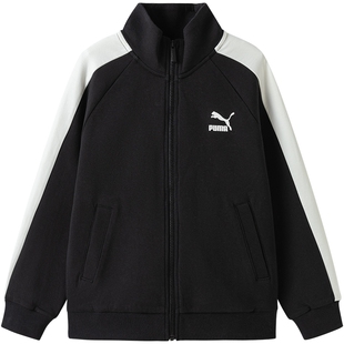 PUMA彪马童装外套儿童春秋季针织拉链外套复古运动卫衣