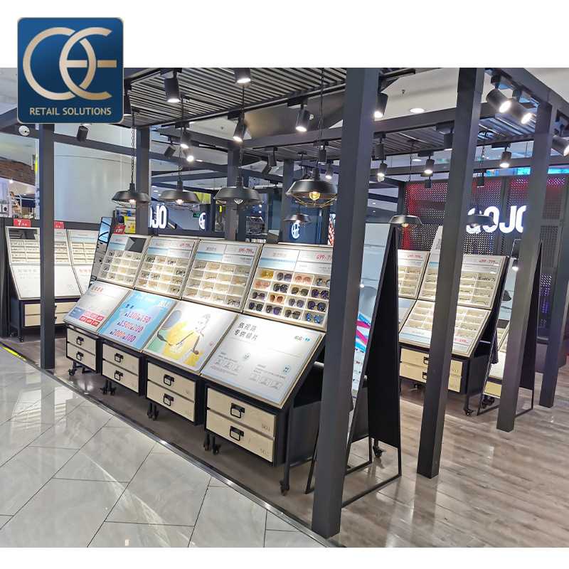 商场眼镜店展示柜货架 整店设计太阳眼镜展示架木质展柜立式柜台