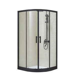 天使卫浴 简易淋浴房 整体浴室移门钢化玻璃黑色弧扇形隔断洗浴屏