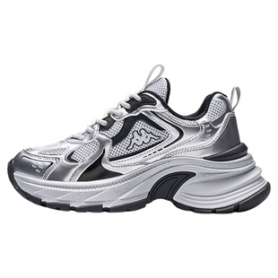 kappa卡帕女鞋老爹鞋春季新款2026银色爆款休闲运动鞋厚底跑步鞋