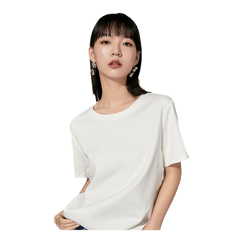 VEE【奶油小方】夏季新款圆领宽松短袖白色t恤女生休闲上衣打底衫