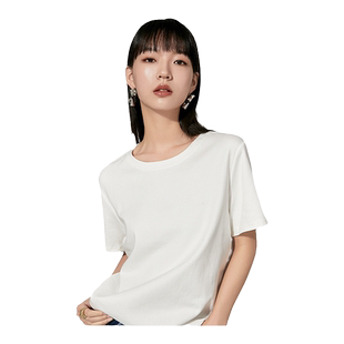 VEE【奶油小方】夏季新款圆领宽松短袖白色t恤女生休闲上衣打底衫