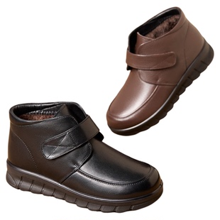 奥康 女鞋2025秋冬新款女鞋短靴真皮舒适加绒保暖中老年皮鞋