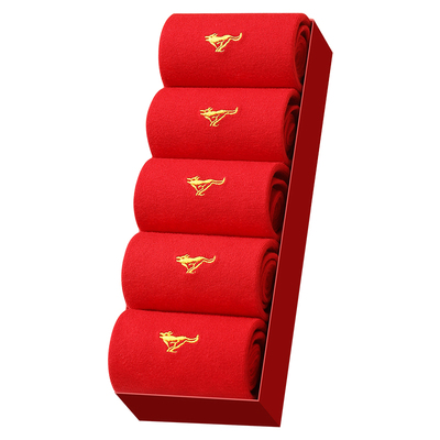 七匹狼本命年红袜子男士纯棉吸汗